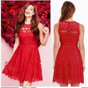 Adelyn Rae Red Lace Dress